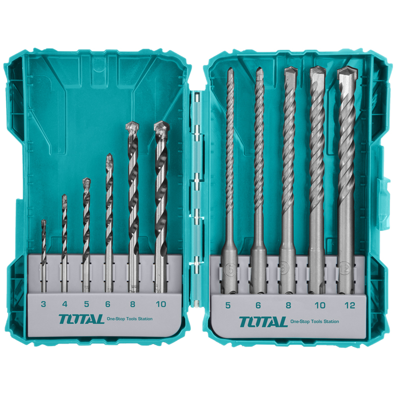 Concrete And Hammer Drill Bits Set 11Pcs, TOTAL TOOLS | Altiven Power Tools